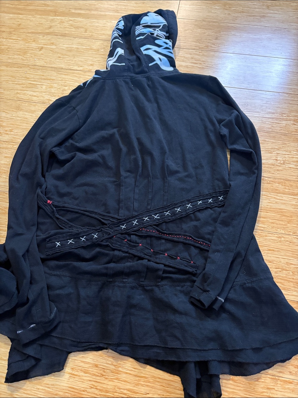 Emma Mixed Media Goth Whimsical Zebra Hoodie Jacket - Size Large witchy comfy - Picture 4 of 4